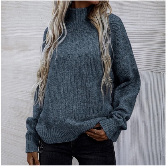 Cozy Mock Neck Oversized Knit Sweater - Picture 8 of 11
